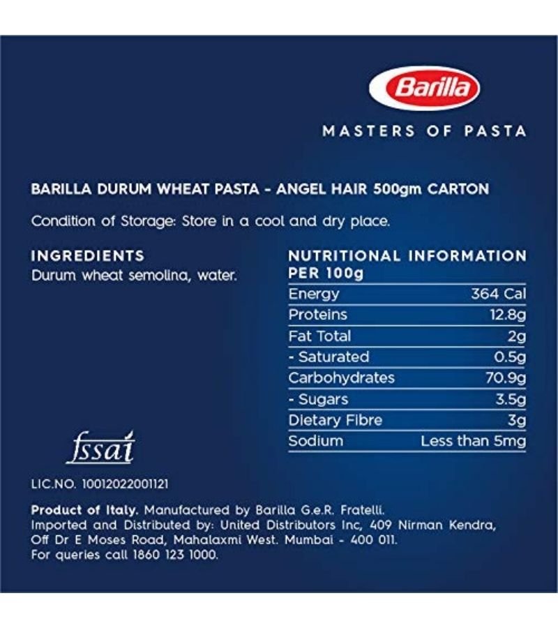 Barilla Capellini (Angel Hair) Lotus Food Services F&B and Kitchen
